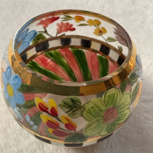 MacKenzie-Childs Hand-Painted Flower Market Glass Globe Vase/Candle Holder - Picture 5 of 14